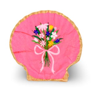 Pink Bouquet Shell Jewelry Dish Trinket Dish Ring Holder Decoupage Seashell