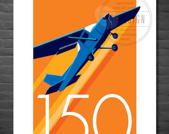 Cessna 150 downloadable art print, airplane digital art