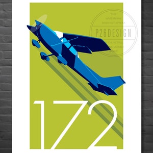 Cessna 172 downloadable poster, digital aviation art