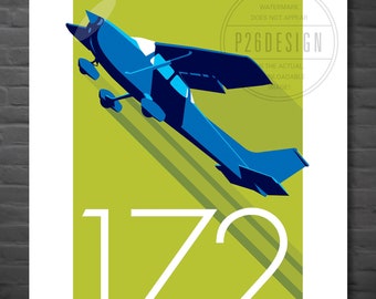 Cessna 172 downloadable poster, digital aviation art