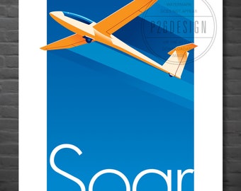 Glider downloadable art, &#39;Soar&#39; LS-4 digital aviation art