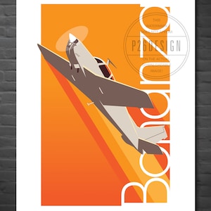 Beechcraft Bonanza downloadable art print, (straight tail), digital image
