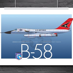 B-58 Hustler aircraft downloadable poster, aviation art digital file