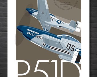P-51D マスタング航空機プリント：チャック・イェーガーの第二次世界