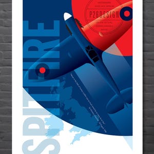 Spitfire Battle of Britain downloadable art print, airplane digital art