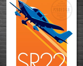 Cirrus SR22 downloadable art print, airplane digital art (customizable)