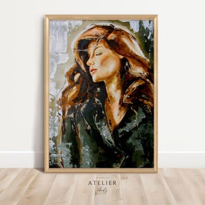 Beautiful woman wall art print from an original acrylic painting, woman poster