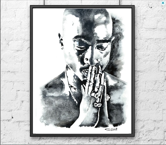 Xianrenge Poster Canvas Peinture Tupac Shakur Noir Blanc