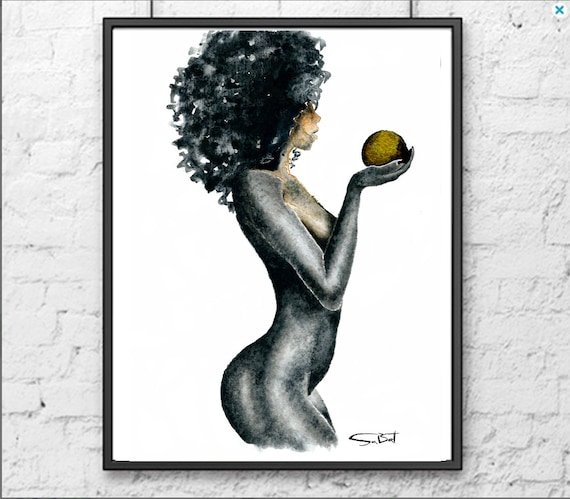 Naked Black African Cartoon - African Black woman art, Naked black woman, Female figurative nude art,  Figurative painting, Watercolor,