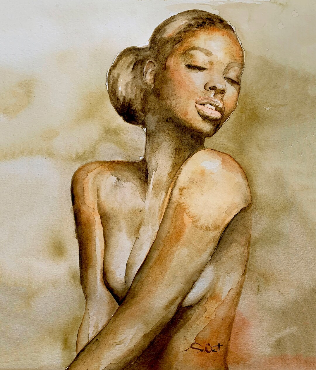 Impresión de bellas artes de mujer sensual de una pintura de acuarela  original - Etsy México