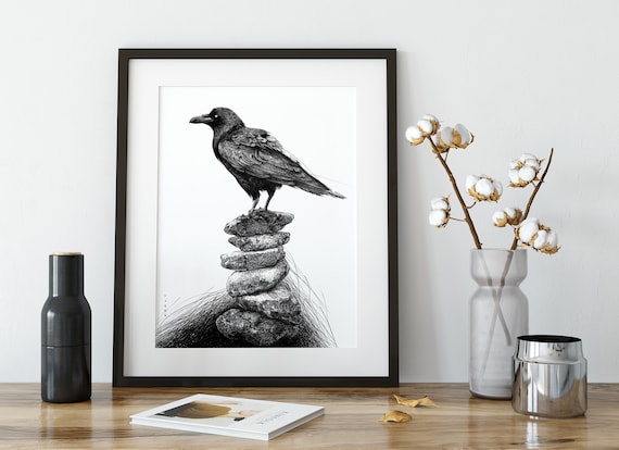カラスのイラスト デジタルダウンロード - 白黒 - Etsy 日本