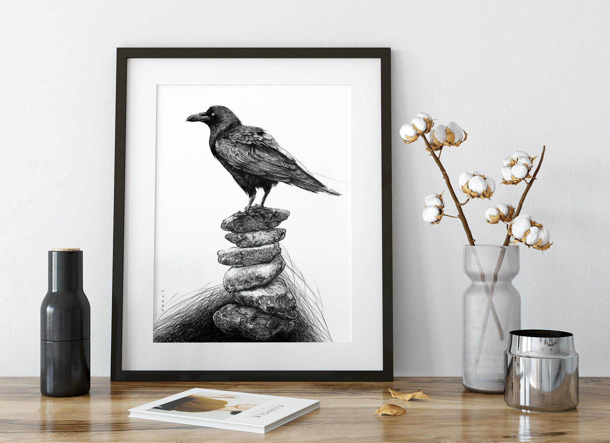 カラスのイラスト デジタルダウンロード - 白黒 - Etsy 日本