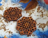 Flower dangle earrings, Natural african wood, Eco-friendly jewelry