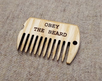 ID tag wooden comb, Beard comb pendant, Dog tag comb necklace #1