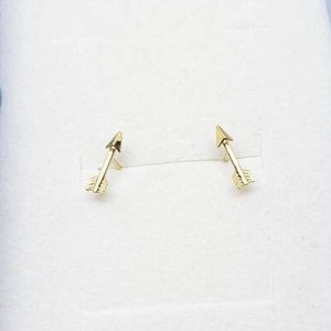ARROW studs 14k yellow gold cute small arrow earrings, gift for her