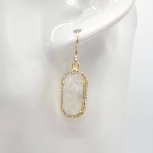Moonstone earrings Gemstone drop Gold unique earrings gift  gift