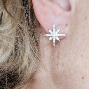 Bridal earrings, star earrings, starburst studs crystal studs, gift for teen girl, Celestial Jewelry