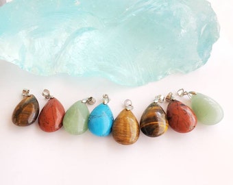 Teardrop Gemstone Pendant, Aura Healing Crystal Jewelry Mother's day gift