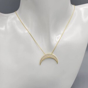Zarte Horn Halskette, Halbmond Anhänger, Kristall Halskette, Geburtstag Geschenk Geschenk