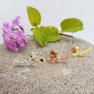 STARS EAR CLIMBERS small Star and moon Pin earrings, celestial jewelry Bridesmaids gift