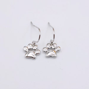 Paw earrings Puppy Sterling Silver dangle earrings Fur Mom