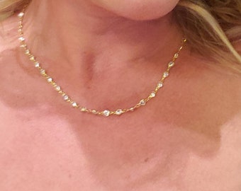 Sterling Silver CZ Station Necklace – Bezel Set Diamond by Yard Bridal Jewelry