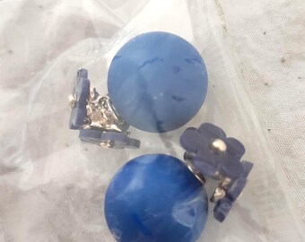 Double Sided Blue Ball Post Earrings, Lavender Bead Studs