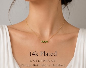 Birthstone Pendant Necklace, Gold Stainless Steel, Cubic Zirconia