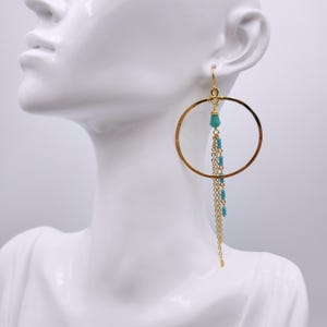 Beaded circle earrings gold Czech beads Hippie earrings, boho jewelry, gift for her
