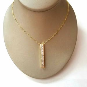 Bar necklace Crystal Bar Gold Drop pendant necklace gift  gift 4th of July sale