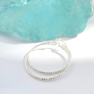 Sparkly Sterling Silver Hoop earrings, Diamond cut thin hoops, Gift for her