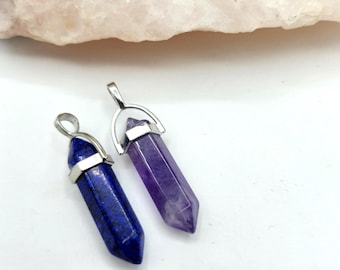 Blue Gemstone Pendant, Aura Healing Crystal Jewelry Mother's day gift