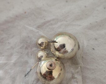 Large Double sided Bead earrings Ball post studs purple Urban earrings