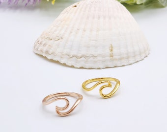Wave ring Rose gold ocean wave ring Gold wave Skinny band Minimalist gift Valentines Gift Mother's day gift