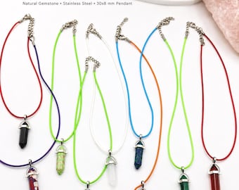 Crystal Point Pendant Necklace, Healing Stone Jewelry, Gemstone Pendant, Chakra Balancing