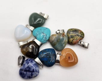 Hearts Gemstone Pendant, Aura Healing Crystal Jewelry Mother's day gift