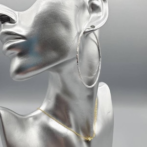 Large circle silver hoops, Textured earrings, Diamond cut Hoops, 60mm Party Big Earrings for women gift