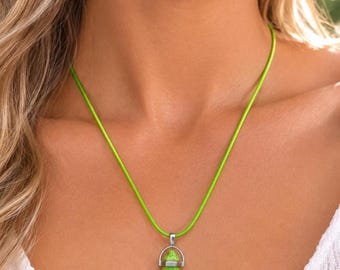Green gemstone pendulum necklace