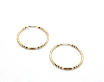 Endless skinny hoops, Gold Hoop earrings, 20mm anti tarnishing circle hoops for women Valentines Gift Mother's day gift