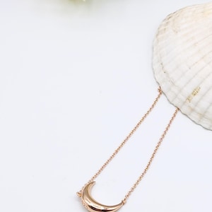 Rose gold moon necklace Half-moon pendant necklace Sterling Silver 925 chain