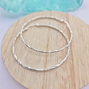Twisted hoops earrings, silver big hoops anti tarnish, gift for her