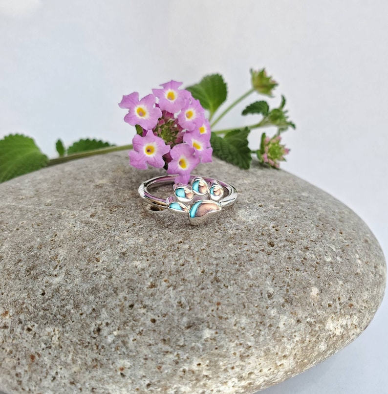 PAW ring Sterling silver 925 Dog ring Cat Animal lover gift Puppy Kitten jewelry Fur Mom gift Handmade jewelry