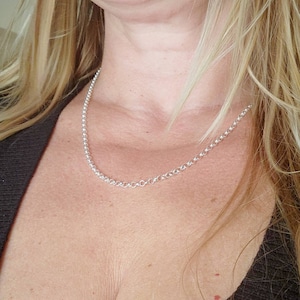 Rollo chain sterling silver necklace circle link chain simple chain for pendant  gift