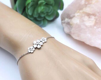 Sterling Silver 925 Plumeria bracelet Mother's day gift
