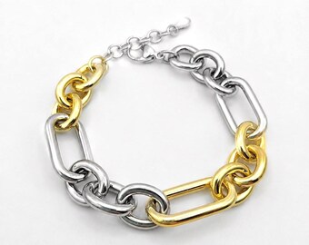 Two tone bracelet big link Alt chain bracelet