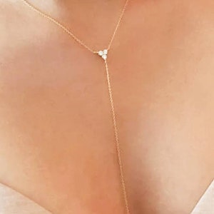 Lariat necklace star Y necklace, Layering Crystal Long chain Gift for her gift  gift 4th of July sale