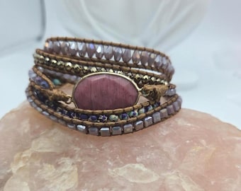 Wrap beaded bracelets gemstone wrap quartz boho bracelet