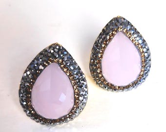 Big pink rings, teardrop adjustable rings Mother's day gift