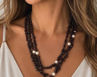 Garnet beaded necklace with pearls