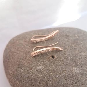Ear climbers, Ear crawlers Ear Crystal earrings bar stud Gift for Her, Sterling silver 925